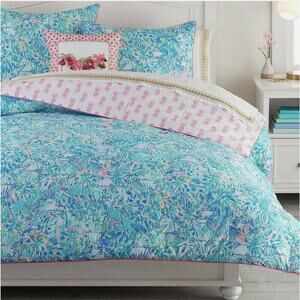 Lilly Pulitzer Pottery Barn Pineapple Party King Size Quilt 1 Sham Set